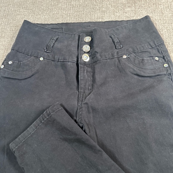 Black Embellished Jeans with Silver Accents - Picture 4 of 8